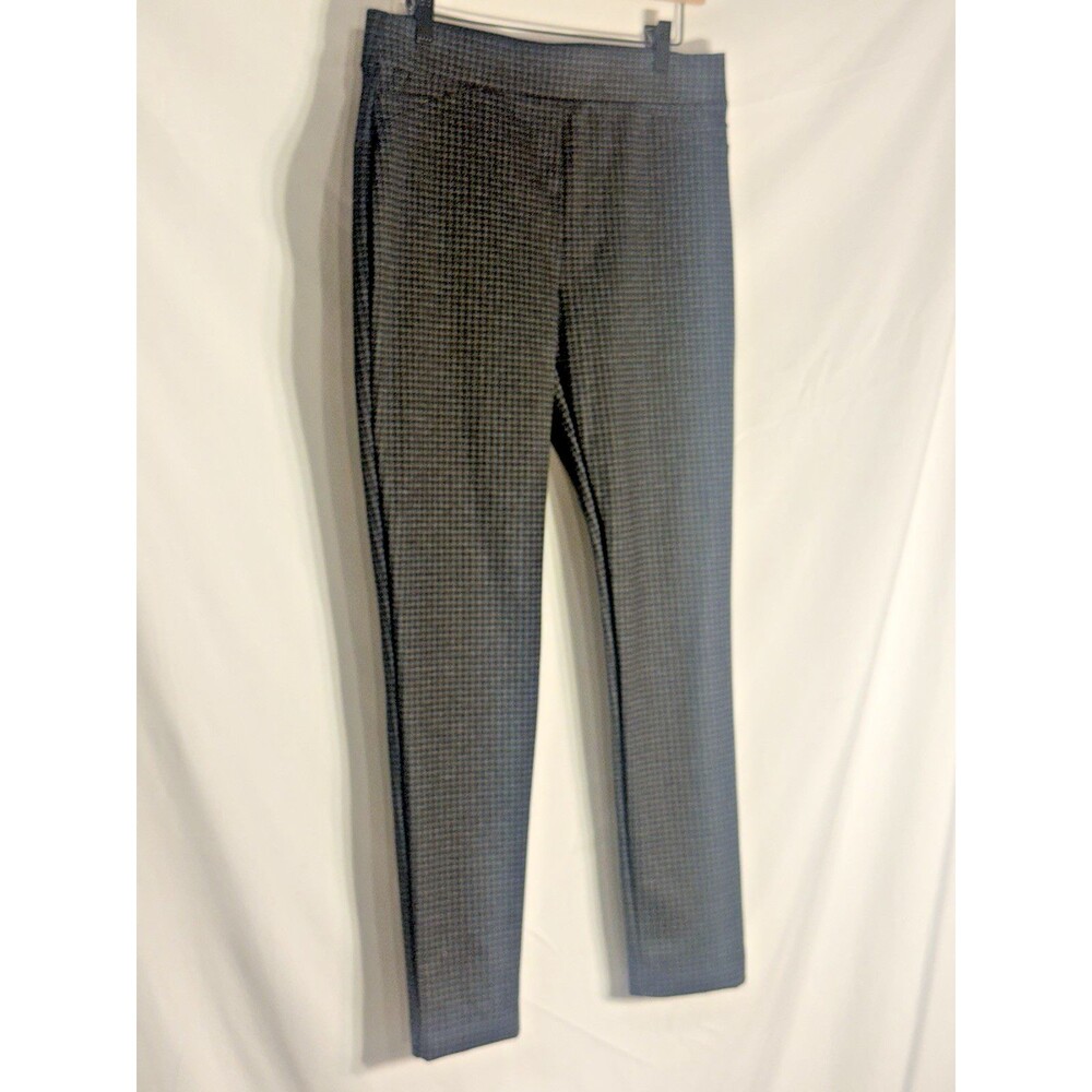 Calvin Klein Cigarette Pants Black Gray Check Straight Leg Stretch Pull /On Sz 8